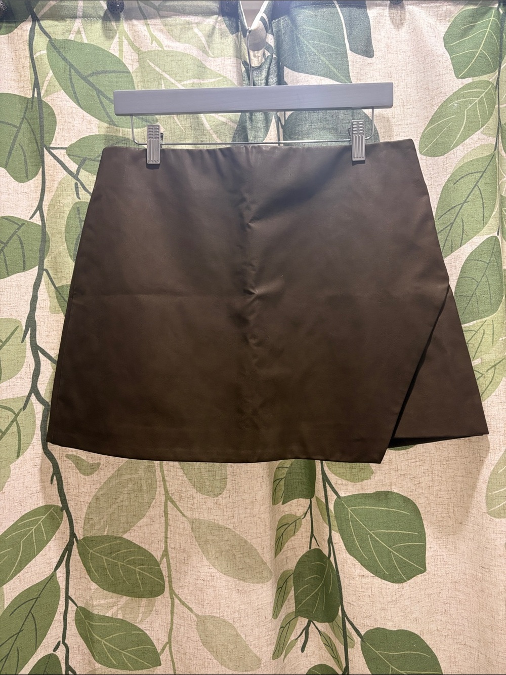 Brown Faux-Leather Mini Skirt